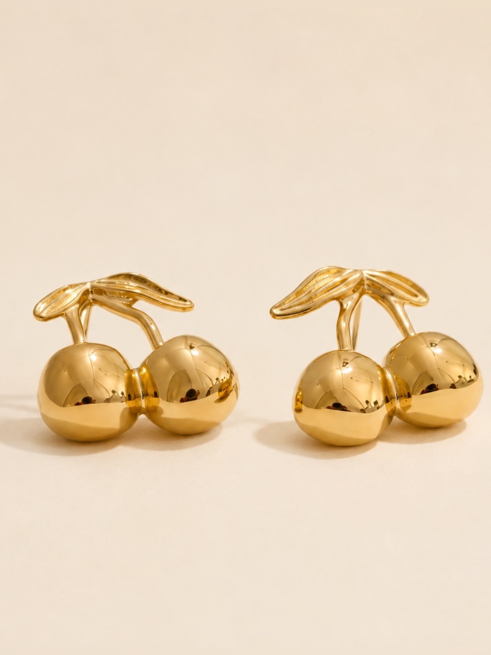 Gold Cherry Pendant Necklace&Earrings Set - Picture 6 of 14